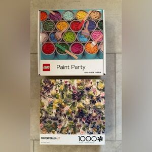 Lot of 2 1000 Piece Puzzles, Buffalo Games & Lego Paint Party Complete